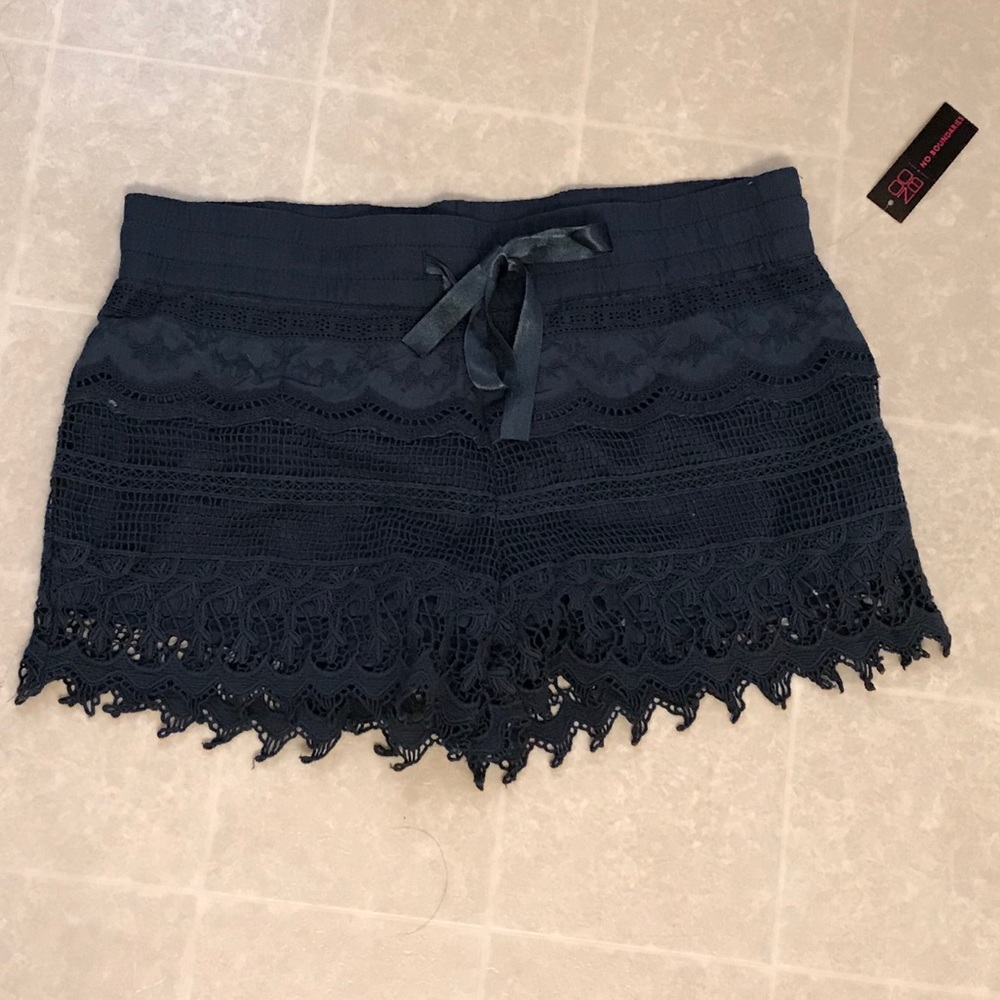 Dusty blue lace shorts